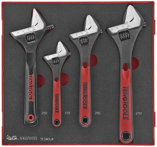 Teng Tools justerbara skiftnyckelsats TEDADJ4 med 4 delar