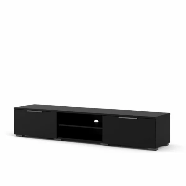 TVILUM Match TV-bord, med 1 hylla och 2 lådor - svart folie och plast (172,7x39,9)
