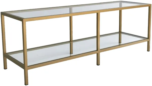 NORDVÄRK Basic TV-bord, med 1 hylla - glas och guldmetall (130x40)
